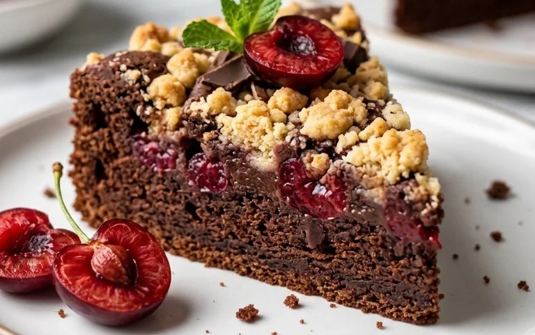 Schoko-Kirsch Extractkuchen mit Streuseln